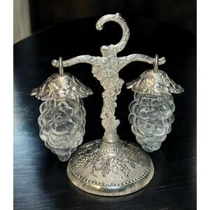 Set of Japan Grapes Glass Salt & Pepper Shakers & Hanging Stand F/S